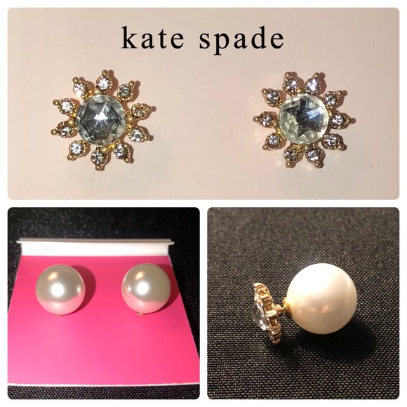 kate spade Jewelry - 🤍NWT Kate Spade Sparkly Flower/Pearl Reversible Earrings
